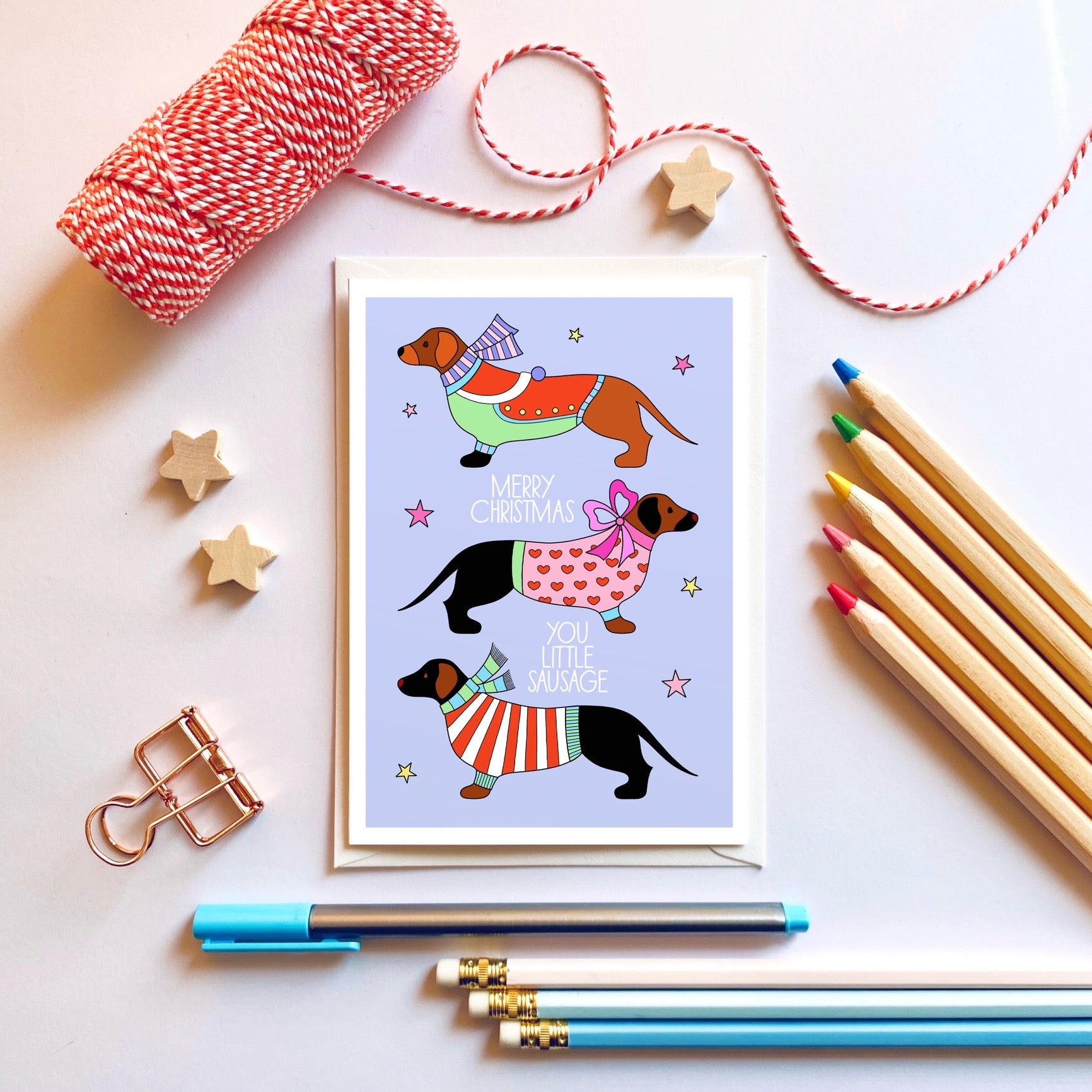 Greeting Card - Merry Christmas You Little Sausage