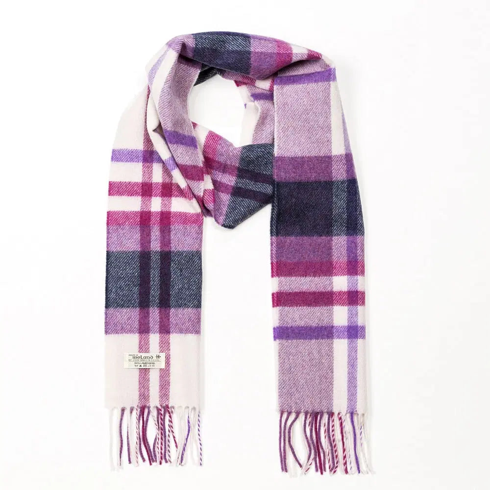 100% Lambswool Scarf - Heather Check