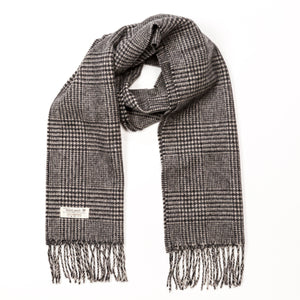 100% Lambswool Scarf (Black and White Glencheck)