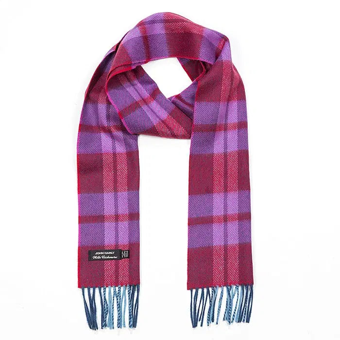 Cashmere Scarf - Red And Pink Check