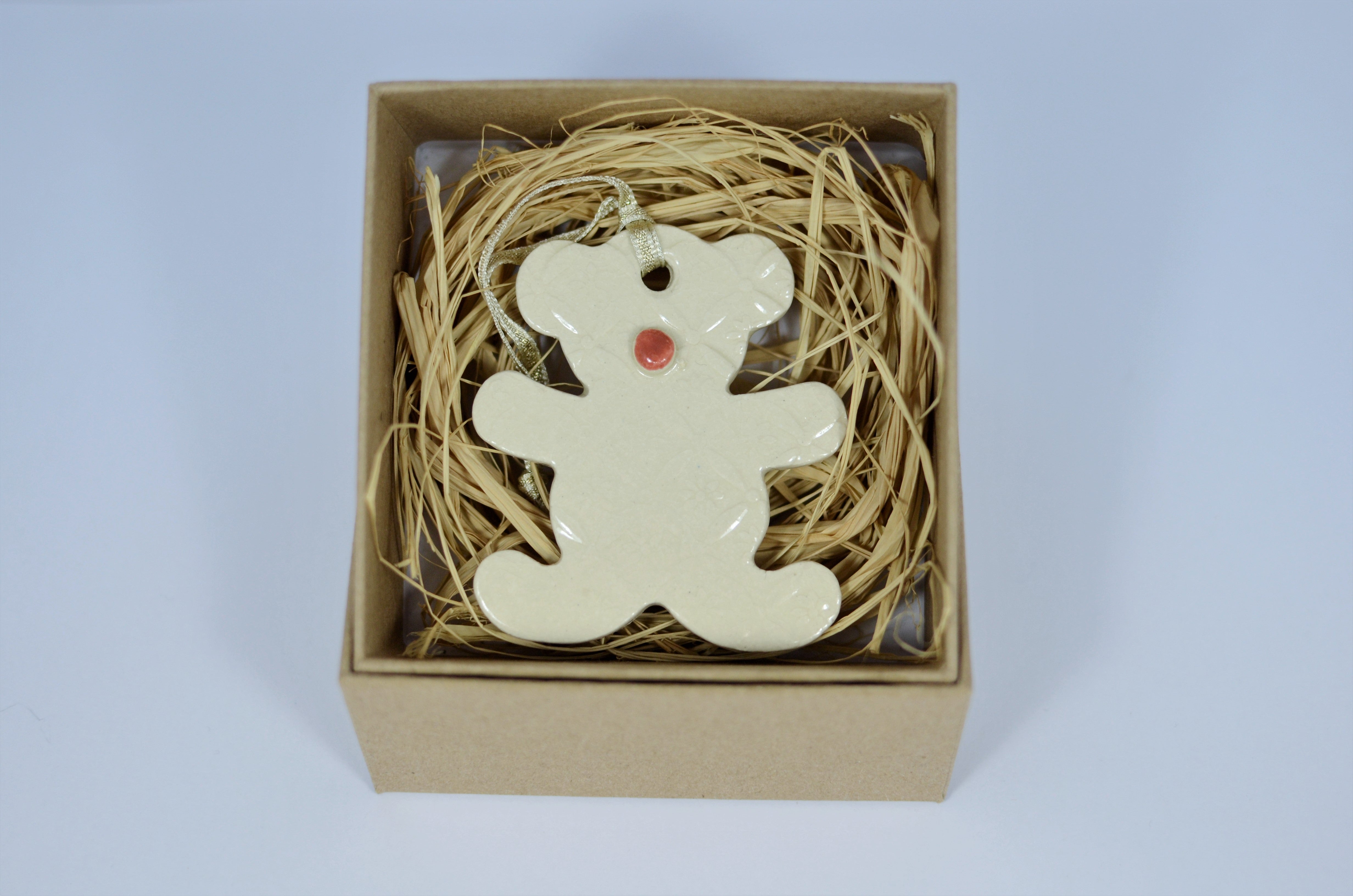 Ceramic Teddy Bear - Hanging Ornament