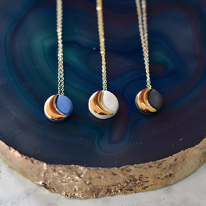 Danu Circle Moon Necklace (Blue)