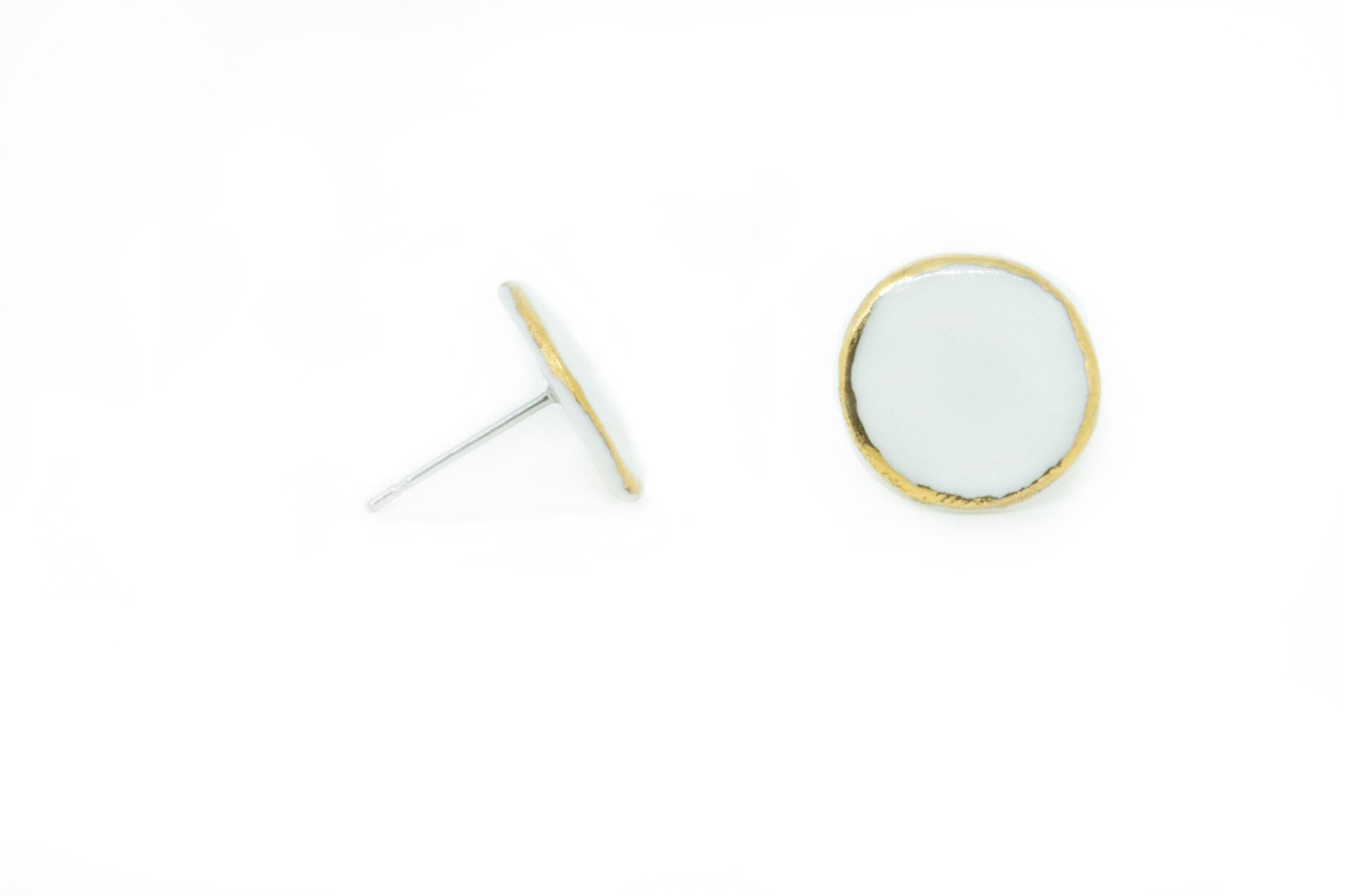 OSE Porcelain & Gold Circle Stud Earring