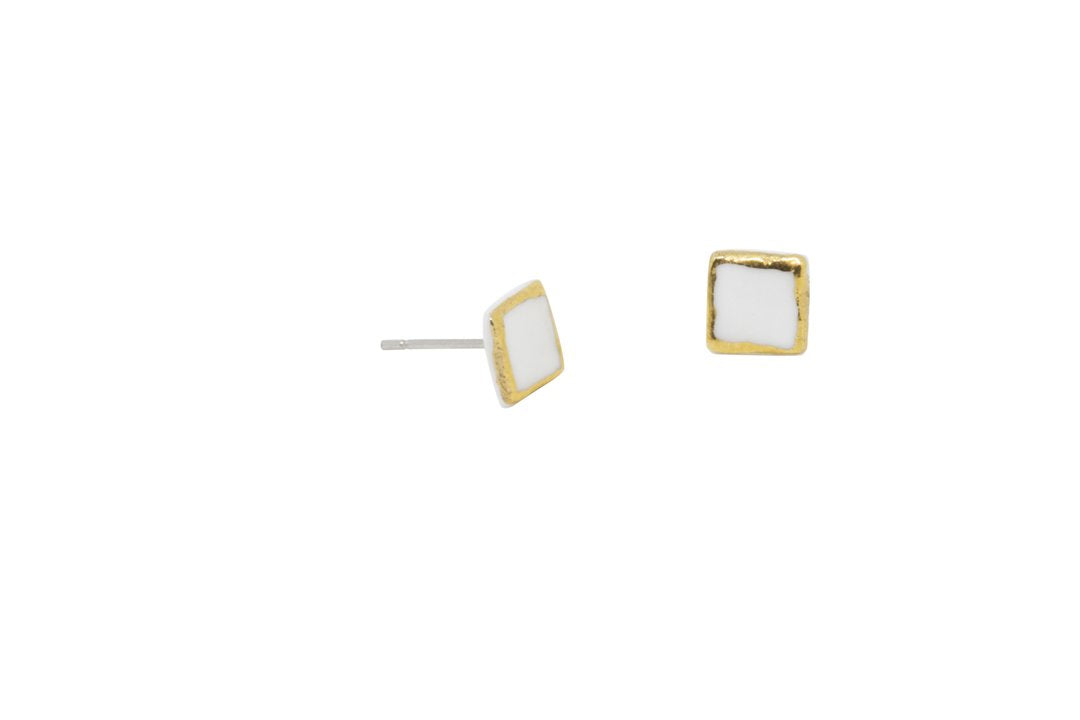 SUSIE Porcelain & Gold Circle Stud Earring