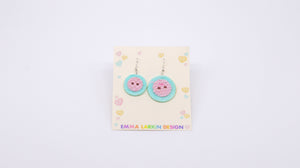 Lilac and Mint Mis-Matched Buttons Earrings