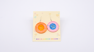 Pink & Orange Mis-Matched Buttons Earrings