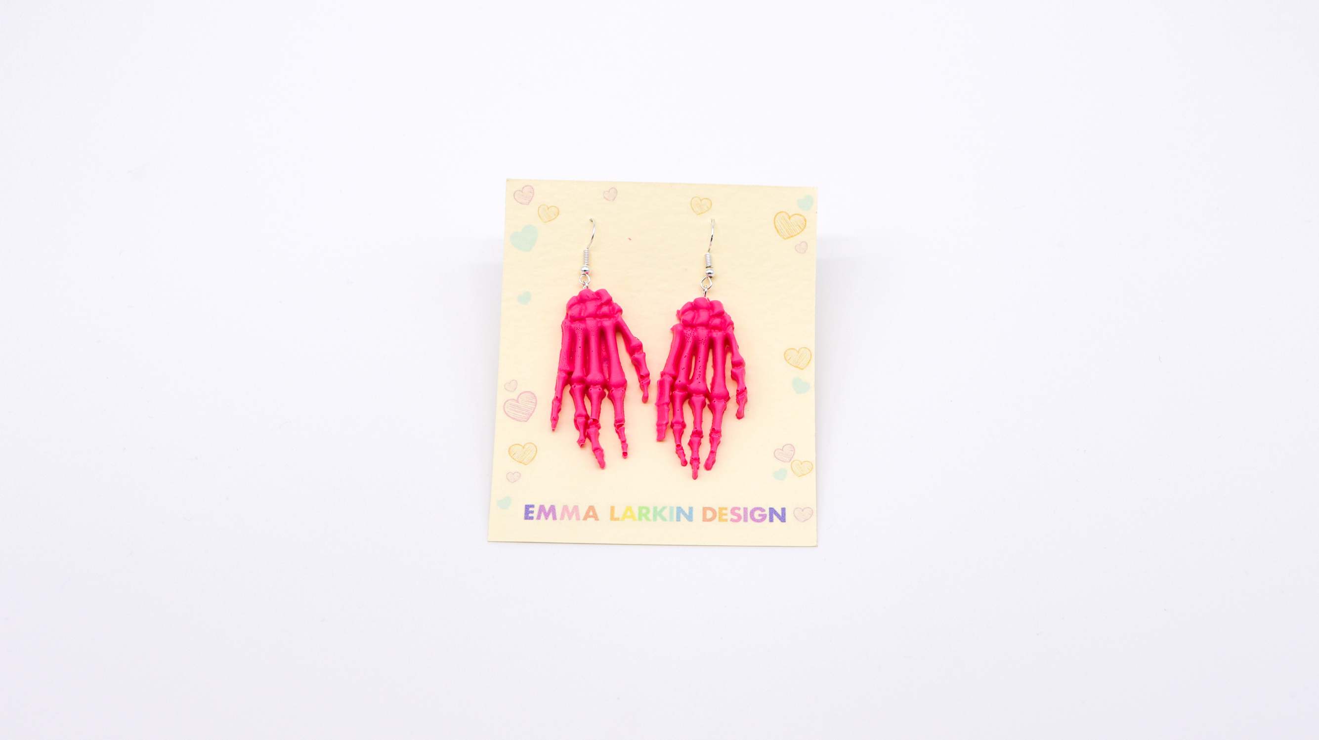 Pink Skeleton Hands Earrings