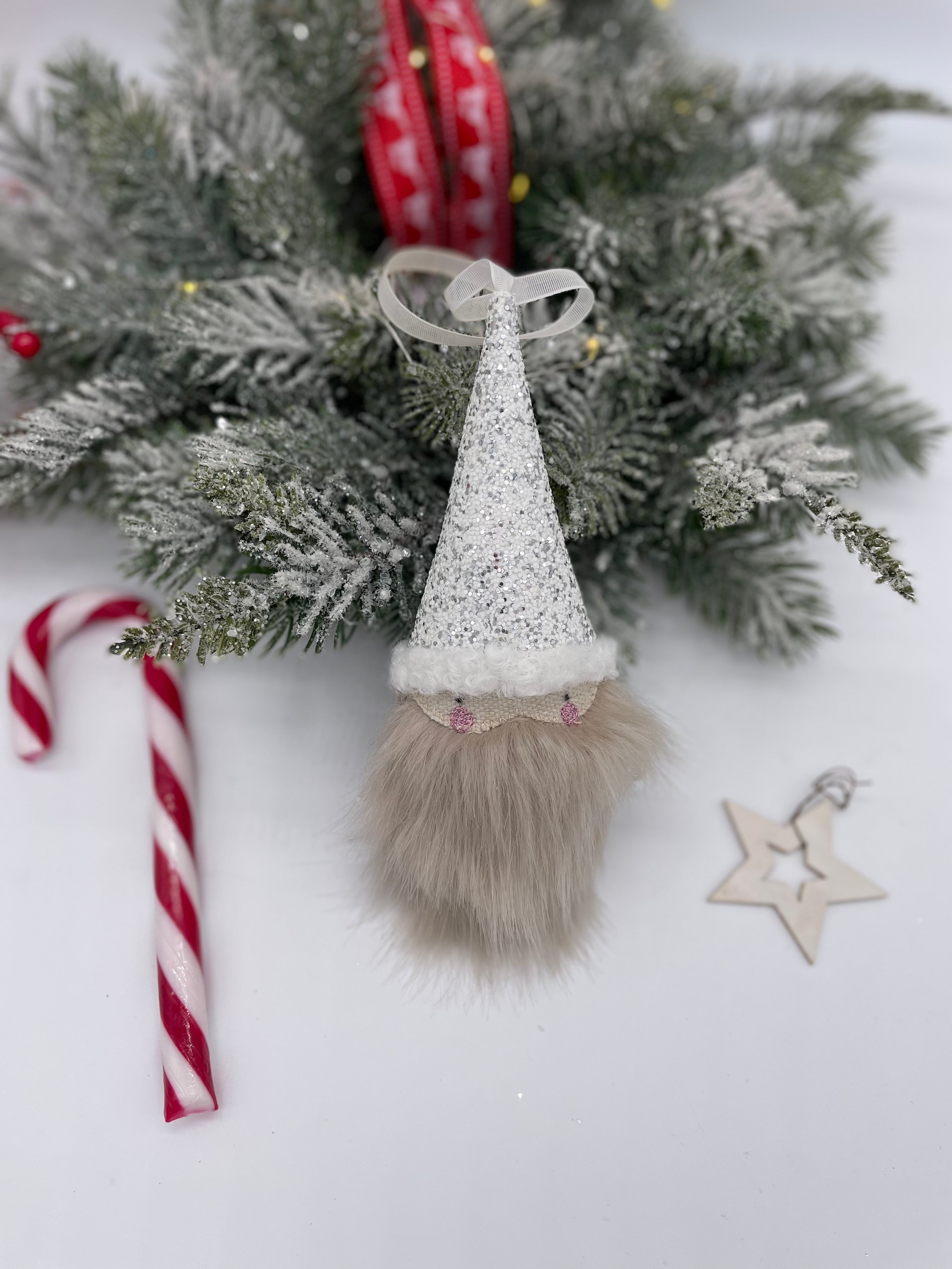 Guadalupe Creations - Santa Christmas Decoration - Silver Glitter