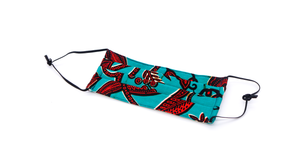 Handmade Face Mask -  Turquoise and Coral Fabric