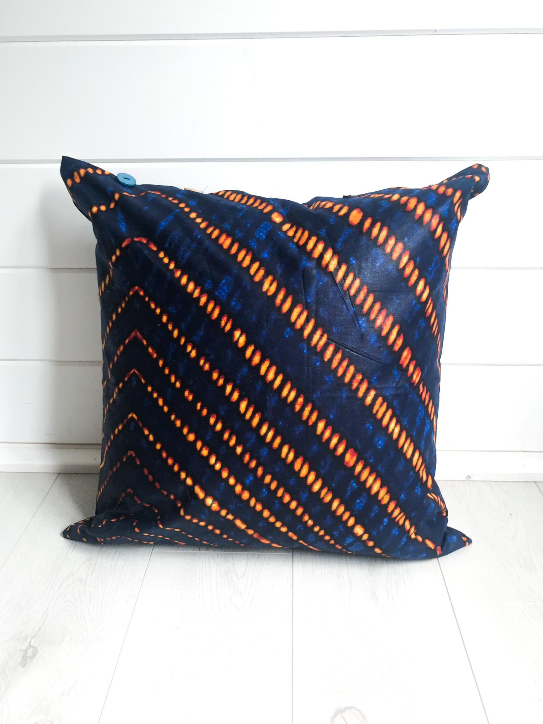 Orange & Navy Pattern Cushion