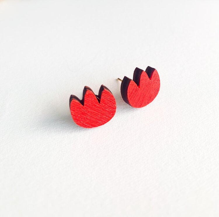 Tulip Stud Earrings - Red