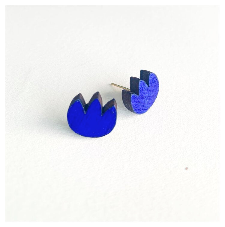 Tulip Stud Earrings - Blue