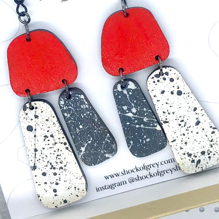 Aoife Red And Charcoal Earrings