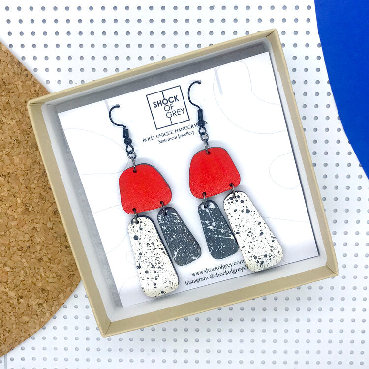 Aoife Red And Charcoal Earrings