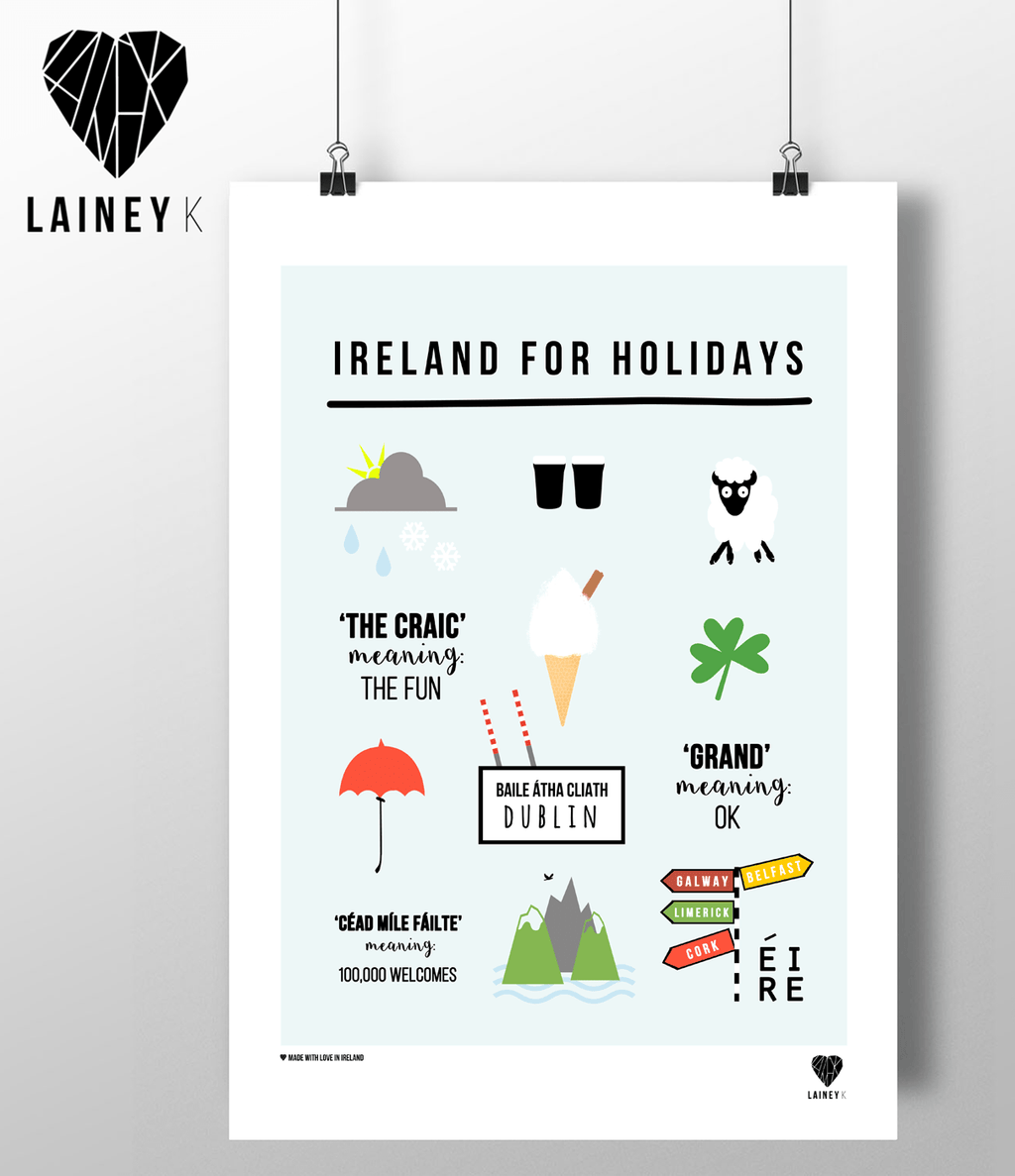 (A4 Print) Ireland For Holidays - MIMI+MARTHA