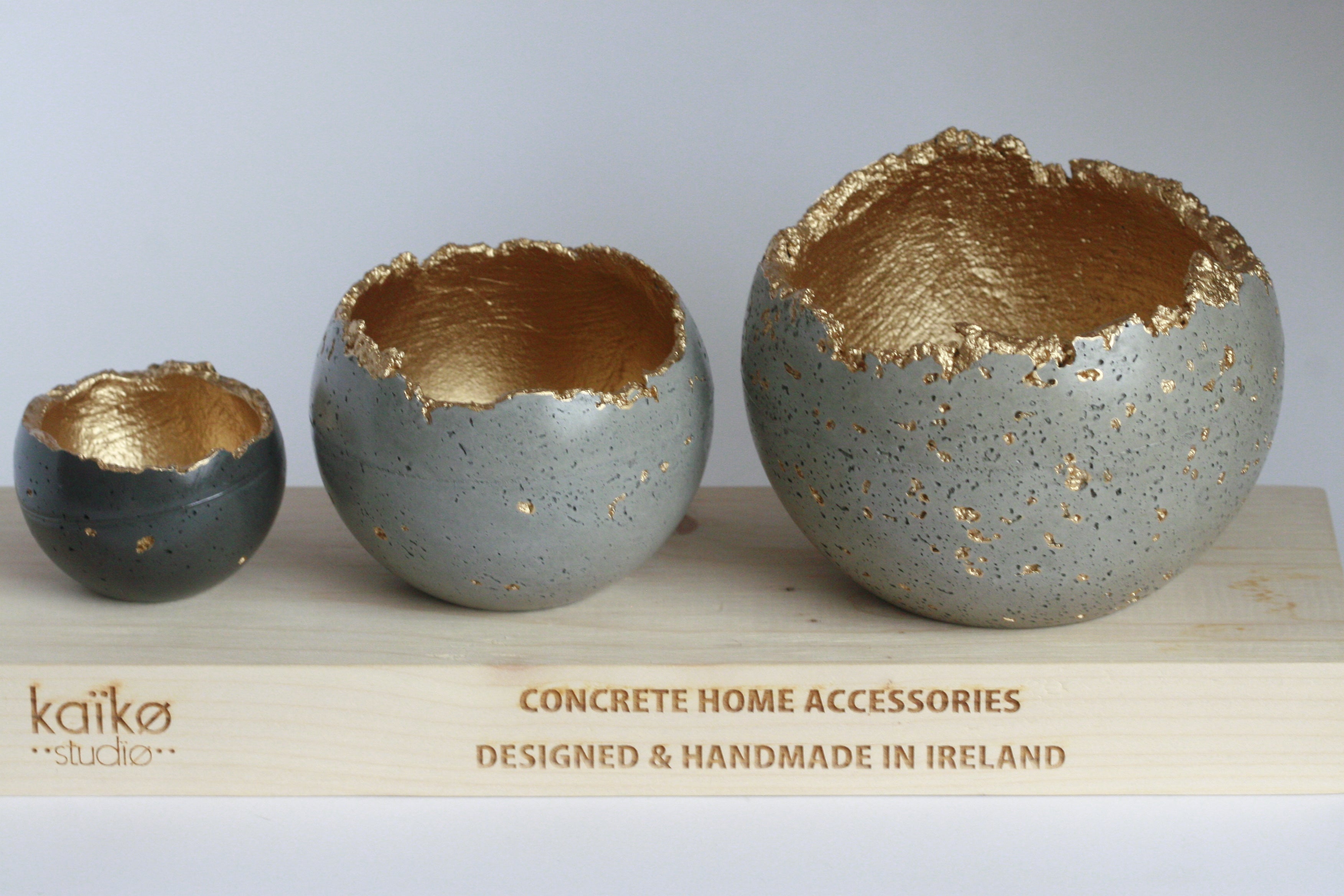 Concrete Sphere Candleholder/Planter/ Decorative Bowl - Grey