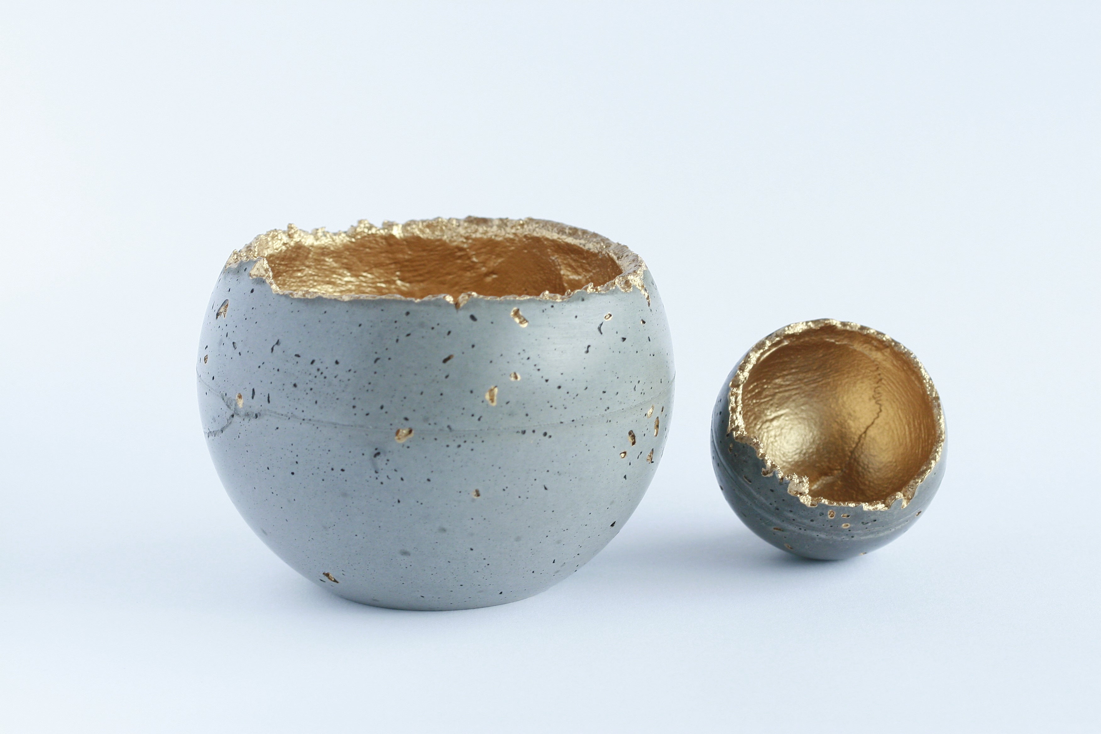 Concrete Sphere Candleholder/Planter/ Decorative Bowl - Grey