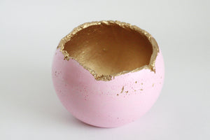 Concrete Sphere Candleholder/Planter/Decorative Bowl - Pink