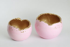 Concrete Sphere Candleholder/Planter/Decorative Bowl - Pink