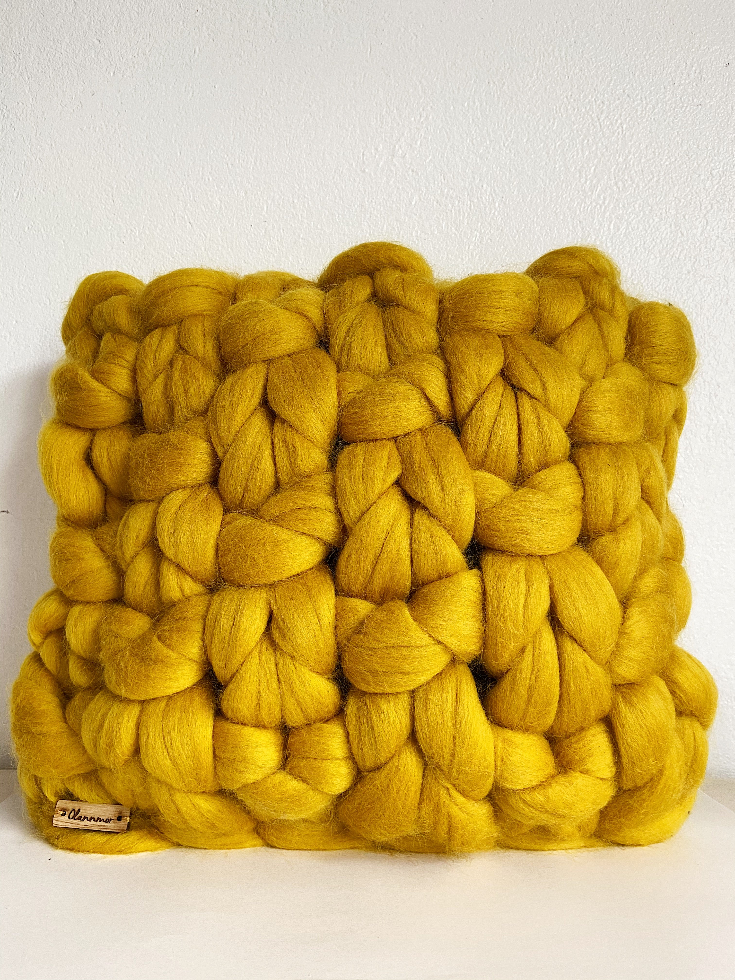 Olannmor Merino Wool Square Cushion - Mustard
