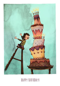 Gigantic Birthday Cake- (Birthday Greeting Card)