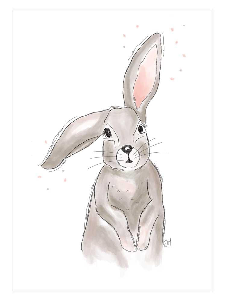 Mounted Art Print -Connie The Rabbit - A4