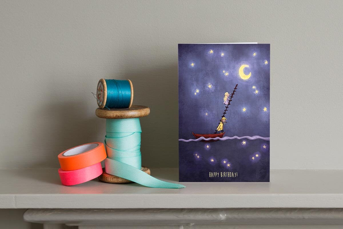 Reach for the Moon- Birthday (Greeting Card)