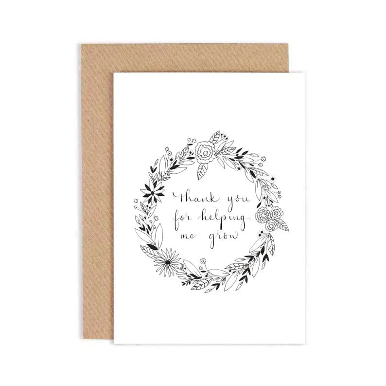 Greeting Card - Thank You For Helping Me Grow (Plantable Seeded Greeting Card)