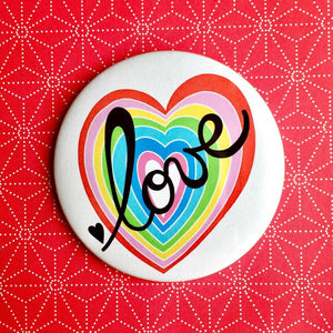 Pocket Mirror - Rainbow Heart & Love