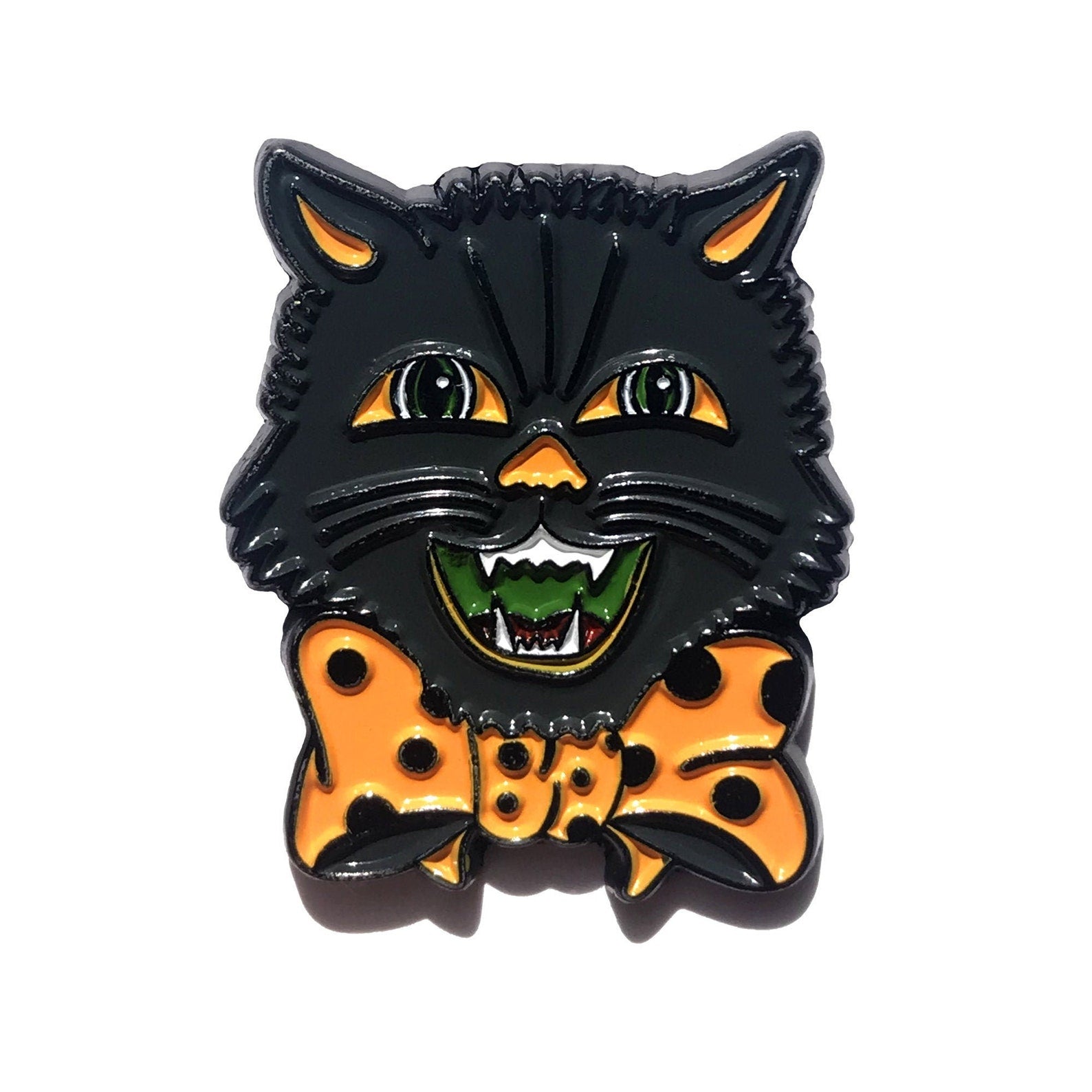 Enamel Halloween Pin - Vintage Black Cat