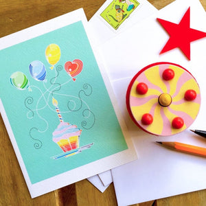 Greeting Card -  Party Cupcake And Balloons