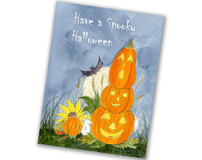 Halloween Greeting Card - Stack Of Pumpkins