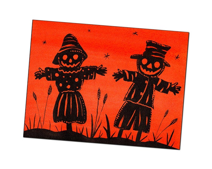 Halloween Greeting Card - Halloween Scarecrows