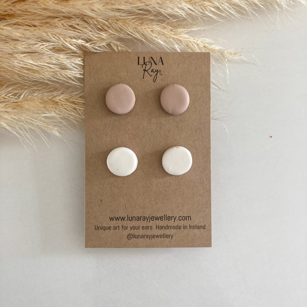 White And Mink Nude Studs