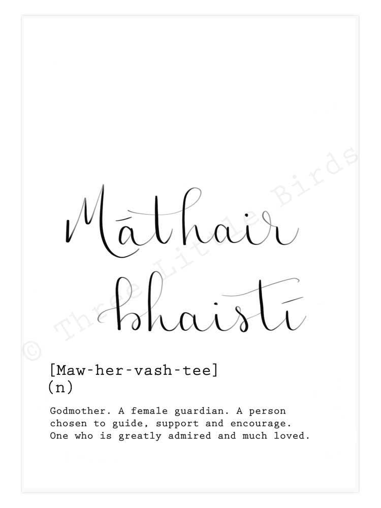 A5 Print - Máthair Bhaistí­ - Godmother