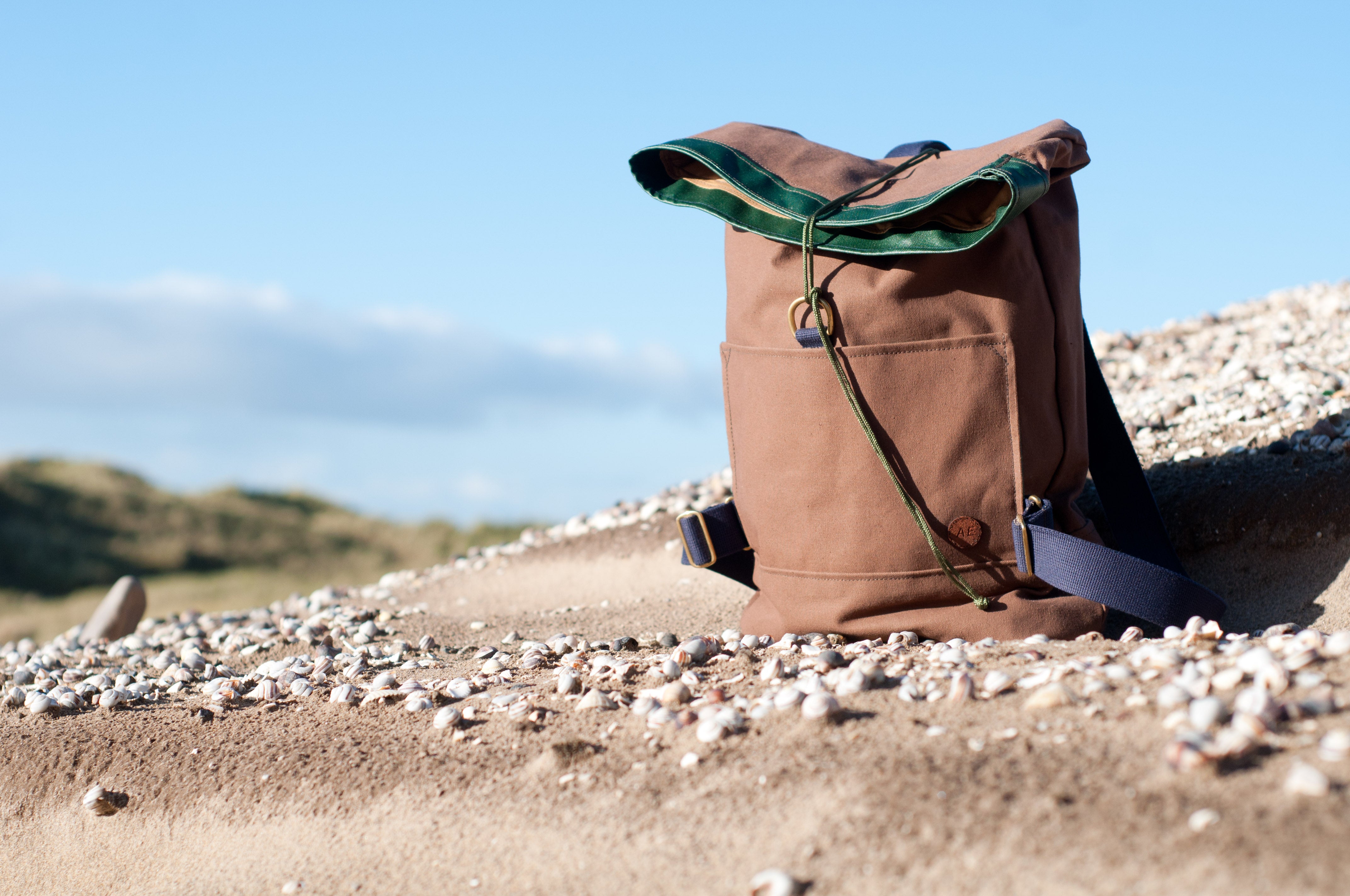 Tan Canvas Rolltop Backpack